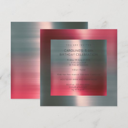 Minimaal Metallic roze roze zilver-feest Kaart (Voorkant / Achterkant)