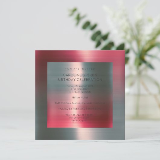 Minimaal Metallic roze roze zilver-feest Kaart (Staand voorkant)