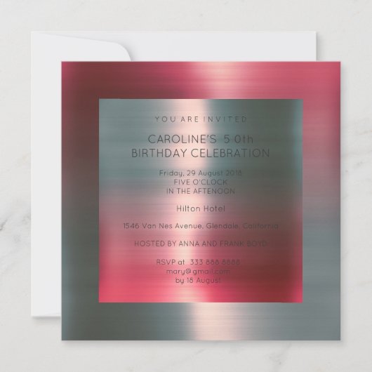 Minimaal Metallic roze roze zilver-feest Kaart (Voorkant)