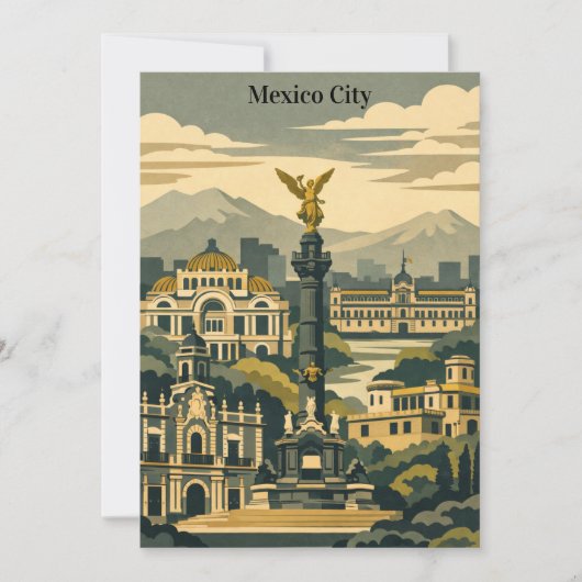 Minimaal Mexico-Stad Vintage Reis CDMX Kaart (Voorkant)