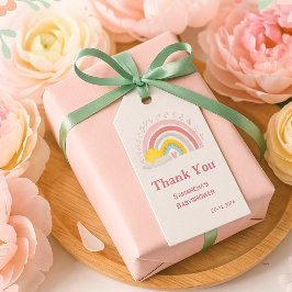 Minimaal Mignon Roze Regenboog Zon Baby Shower Bed Cadeaulabel