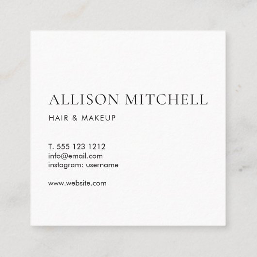 Minimaal minimaal elegant-kalligrafie vierkante visitekaartje (Achterkant)