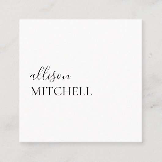 Minimaal minimaal elegant-kalligrafie vierkante visitekaartje (Voorkant)
