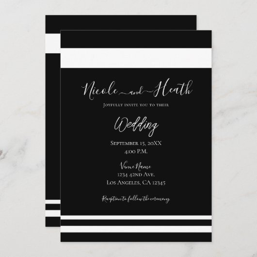 Minimaal minimaal zwart-withuwelijk kaart (Voorkant / Achterkant)