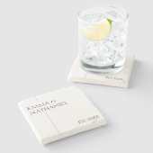 Minimaal Minimalistisch Aangepaste Namen Trouwcade Stenen Onderzetter (Zijkant)