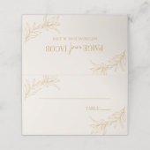 Minimaal Minimalistische Beige Gouden Tak Blad Bru Plaatskaartje (Buitenkant ongevouwen)