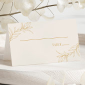 Minimaal Minimalistische Beige Gouden Tak Blad Bru Plaatskaartje