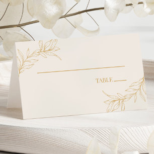 Minimaal Minimalistische Beige Gouden Tak Blad Bru Plaatskaartje