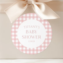 Minimaal Minimalistische Roze Geruite Baby Shower