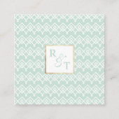 Minimaal Mint & Wit Geometisch Patroon Monogram Vierkante Visitekaartje (Voorkant)