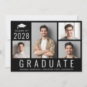 Minimaal modern 4 Afstuderen voor fotocollage zwar Aankondiging (Voorkant)