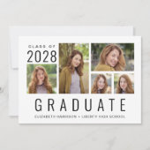 Minimaal modern 5 Photo Collage Afstuderen Aankondiging (Voorkant)