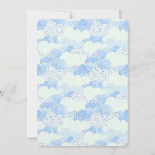 Minimaal modern Abstract blauw wolkenBaby shower Kaart (Achterkant)