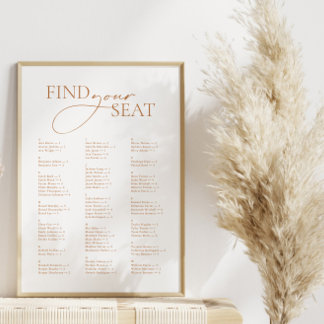 Minimaal Modern Alfabetisch Vind uw Seat Bruiloft Poster
