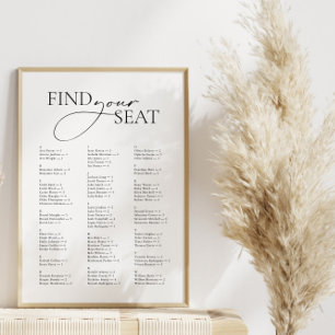 Minimaal Modern Alfabetisch Vind uw Seat Bruiloft Poster