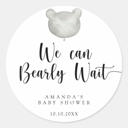 Minimaal modern Baby shower Ronde Sticker (Voorkant)