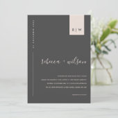 MINIMAAL MODERN BLACK BLUSH PINK TYPOGRAPHY WEDING KAART (Staand voorkant)