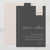 MINIMAAL MODERN BLACK BLUSH PINK TYPOGRAPHY WEDING KAART (Voorkant / Achterkant)