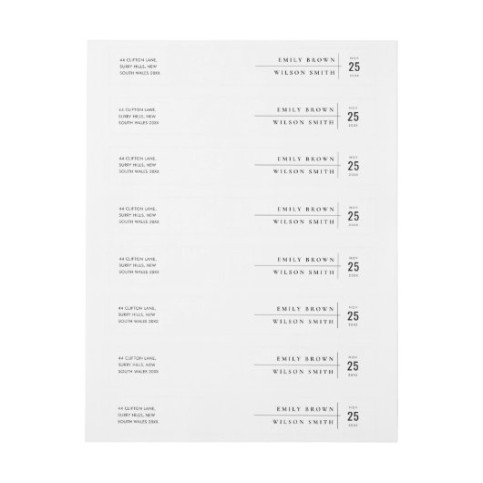 MINIMAAL MODERN BLACK & WITTE TYPOGRAFIE WEDING ADRESLABEL WIKKEL (Vel)