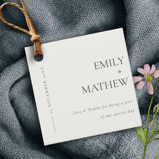 MINIMAAL MODERN BLACK & WITTE TYPOGRAFIE WEDING BEDANKJES LABELS