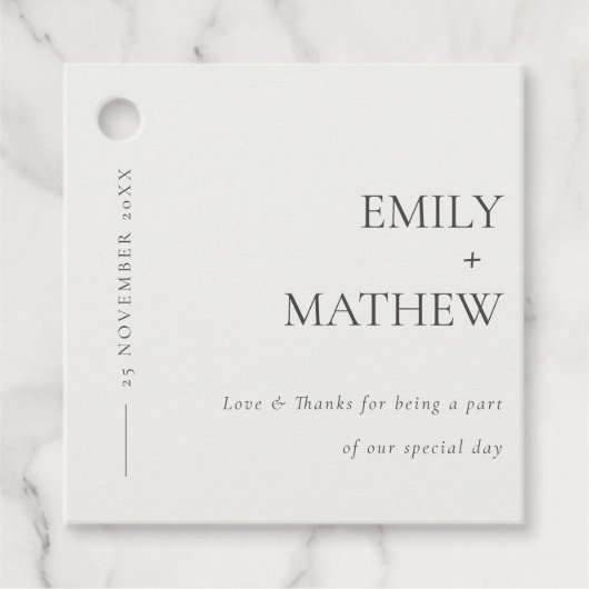 MINIMAAL MODERN BLACK & WITTE TYPOGRAFIE WEDING BEDANKJES LABELS (Voorkant)
