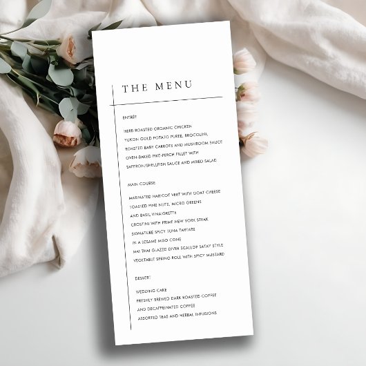 MINIMAAL MODERN BLACK & WITTE TYPOGRAFIE WEDING MENU