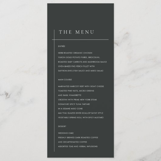 MINIMAAL MODERN BLACK & WITTE TYPOGRAFIE WEDING MENU (Voorkant)