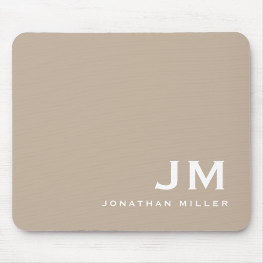 Minimaal modern blok Monogram beige Muismat (Voorkant)
