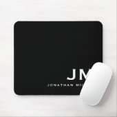 Minimaal Modern Blok Monogram Zwart Muismat (Met muis)