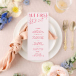 Minimaal modern Blush PInk & Magenta Wedding Menu<br><div class="desc">Ontworpen om te coördineren met voor het "Bright" Collectie van de Uitnodiging van de Weddenschap. Klik op "Details" om meer informatie te wijzigen. Om de tekst te verplaatsen of de grootte, de doopvont, of de kleur te veranderen, klik "uitgeven gebruikend het Hulpmiddel van het Ontwerp". Uitzicht de verbinding van het...</div>