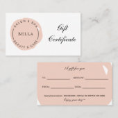 Minimaal modern Blush Salon Spa Cadeaucertificaat Aanbevelingskaartje (Voorkant / Achterkant)