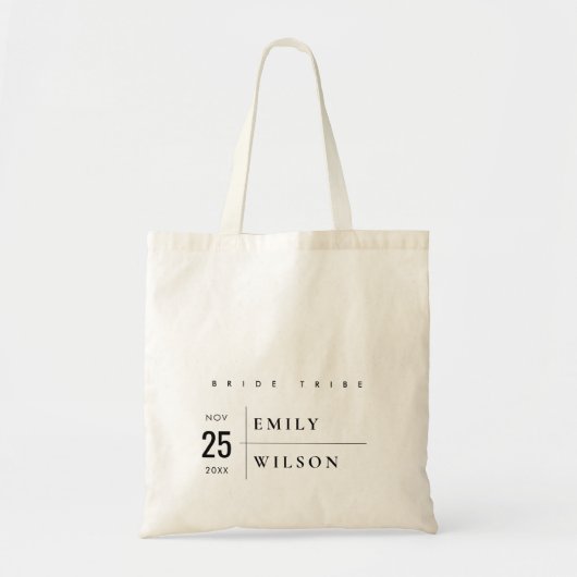 MINIMAAL MODERN BOLD TYPOGRAPHY WEDDING BRIDE TRIB TOTE BAG (Voorkant)