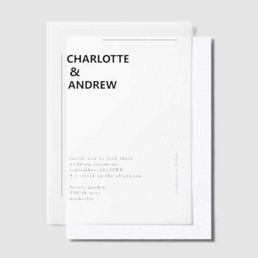 Minimaal, modern, bruiloft, vellum uitnodigingen (Offset)