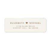 Minimaal Modern Cream Gold Bruiloft Retouradres Etiket (Voorkant)