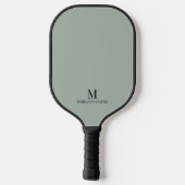 Minimaal Modern Custom Monogram Naam Sage Groen Pickleball Paddle (Achterkant)