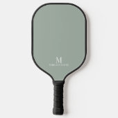 Minimaal Modern Custom Monogram Naam Sage Groen Pickleball Paddle (Achterkant)