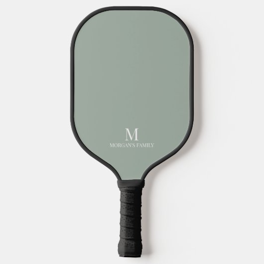 Minimaal Modern Custom Monogram Naam Sage Groen Pickleball Paddle (Achterkant)