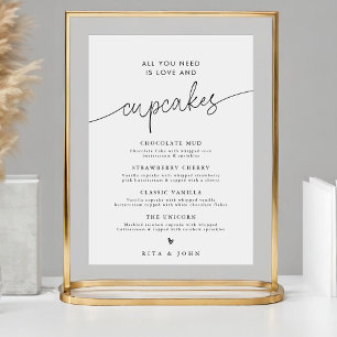 Minimaal Modern Dessert Cupcake Menu Trouwbord Poster