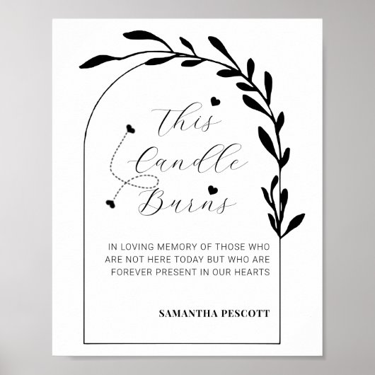Minimaal Modern Deze Kaars Brandt Trouwbord Poster (Voorkant)