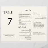 Minimaal Modern Drievoudig Trouwtafel Nummer Menu (Voorkant)