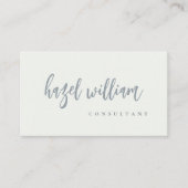 Minimaal modern, eenvoudig zwart grijs witscript visitekaartje (Voorkant)