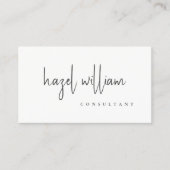 Minimaal modern, eenvoudig zwart-witscript visitekaartje (Voorkant)