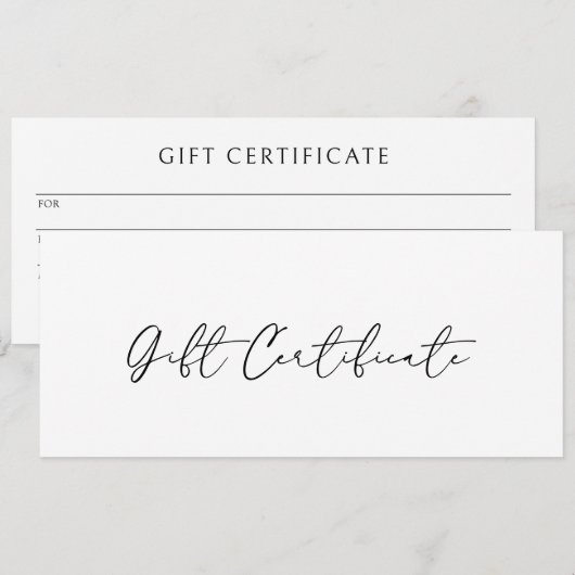 Minimaal modern Elegant Business Gift Certificaat (Voorkant / Achterkant)