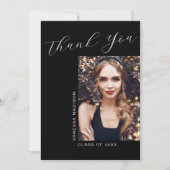 Minimaal modern Elegant Script 1 Photo Afstuderen Bedankkaart (Voorkant)