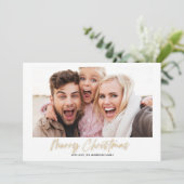 Minimaal Modern Elegant Script Foto Kerstmis Feestdagenkaart (Staand voorkant)