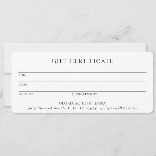 Minimaal Modern Elegant Zakelijk Cadeaubon (Achterkant)