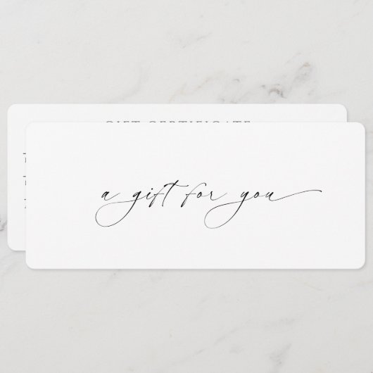 Minimaal Modern Elegant Zakelijk Cadeaubon (Voorkant / Achterkant)