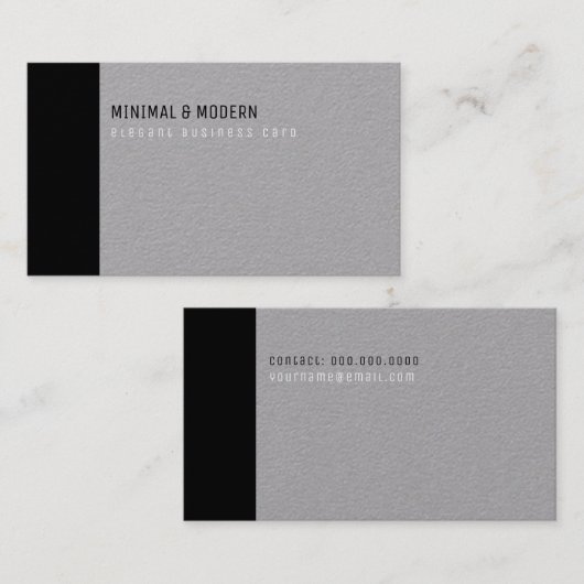Minimaal & modern elegant zwart/grijs visitekaartje (Voorkant / Achterkant)