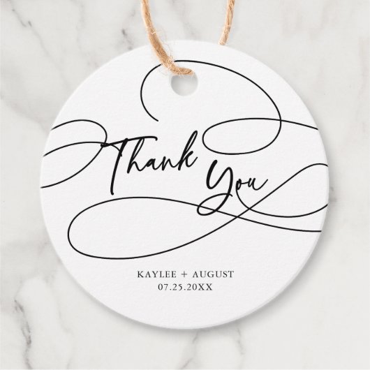 Minimaal modern Fancy script "dank je" bruiloft Bedankjes Labels (Voorkant)