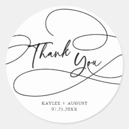 Minimaal modern Fancy script "dank je" bruiloft Ronde Sticker